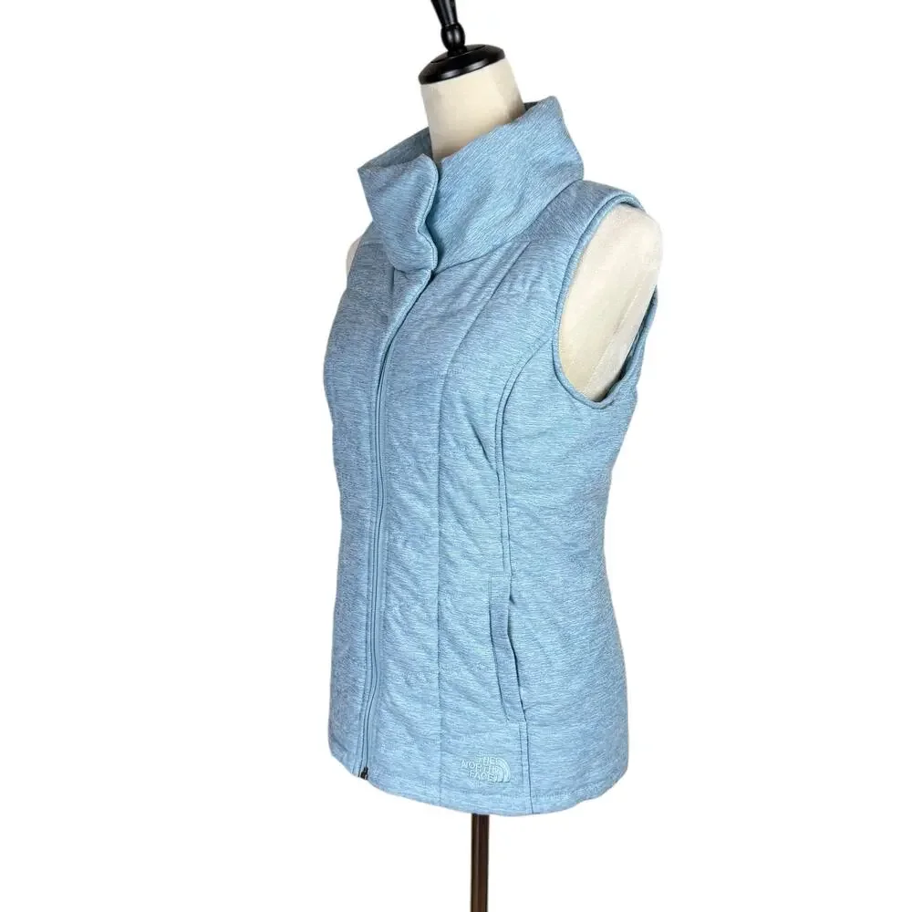 The North Face Women's Heather Blue Zip Up Performance Pseudio Puffer Vest